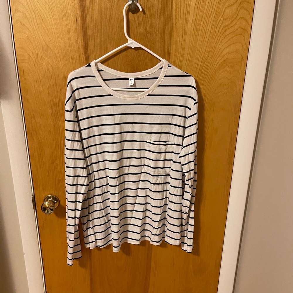 BP Striped Scoop Neck Long Sleeve Shirt